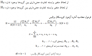 آزمونهای ناپارامتریک برای فرضیه های تفاوتی، فرمول محاسبه آزمون کروسکال والیس
